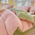Axyaa Milk Velvet Winter Queen Duvet Cover Set, Soft & Cozy Coral Fleece Quilt