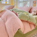 Axyaa Milk Velvet Winter Queen Duvet Cover Set, Soft & Cozy Coral Fleece Quilt