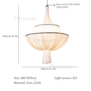 Axyaa Nordic LED Fabric Chandelier Vintage White Cloth Chandelier