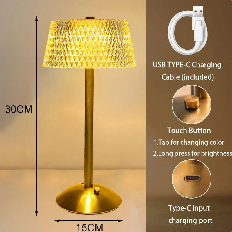 Axyaa Crystal Diamond LED Table Lamp for Home Office Bedroom