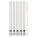Axyaa 304 Stainless Steel Bubble Tea Straw Set with Straw Brush Spoon