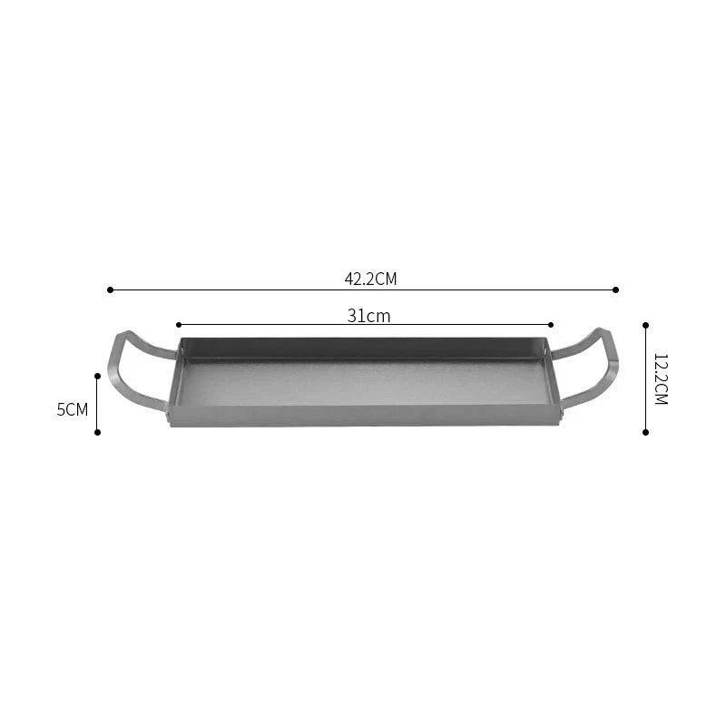 Axyaa Stainless Steel Kitchen Tray with Two Ears - Large Capacity Plate Storage
