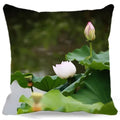 Pink White Lotus Pattern Square Cushion Cover 45X45CM by Axyaa