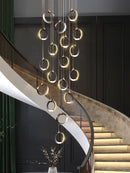 Axyaa Black Gold Chandelier Modern Minimalist Luxury Lighting for Duplex Staircase Lamp