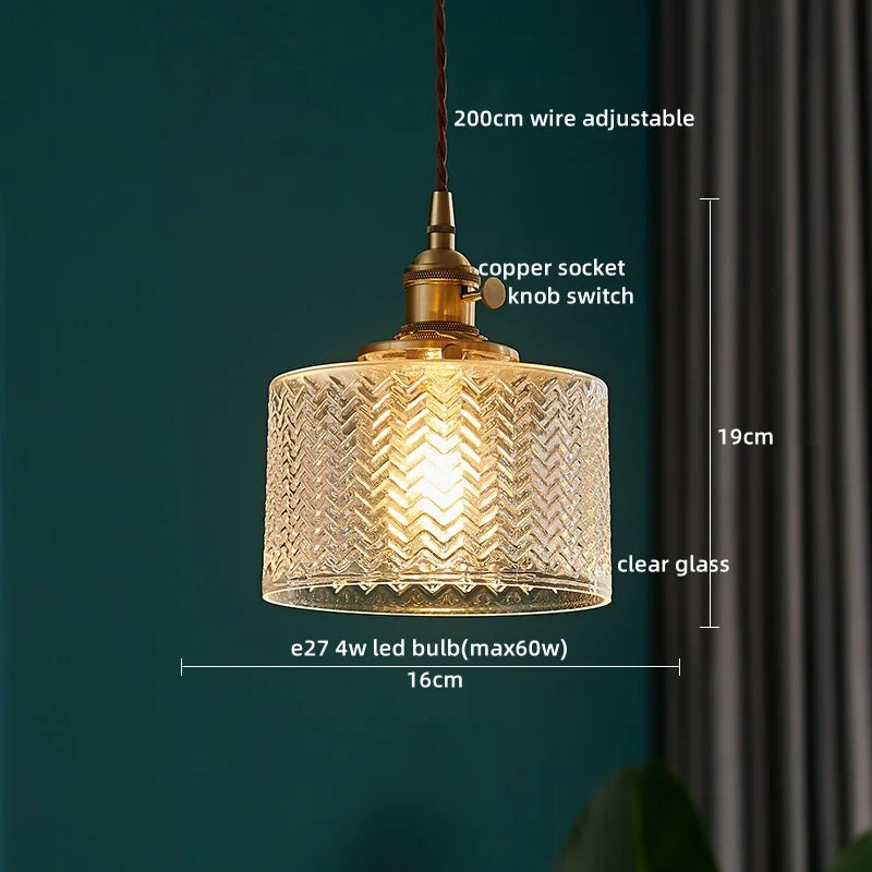 Axyaa Modern Copper Pendant Light Glass Chandelier for Living Dining Bar Kitchen