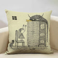 Axyaa Enchanted Forest Tree House Pillow Cover for Home Decor Sofa