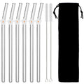 Axyaa Glass Straw Set: 6 Reusable Smoothie Cocktails Straws with Cleaning Brush