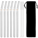 Axyaa Glass Straw Set: 6 Reusable Smoothie Cocktails Straws with Cleaning Brush