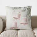 Axyaa Pink Christmas Bells & Pine Branch Pillow Cover for Sofa, Bedroom, Car