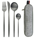 Axyaa Stainless Steel Travel Cutlery Set with Case - Knife Spoon Fork