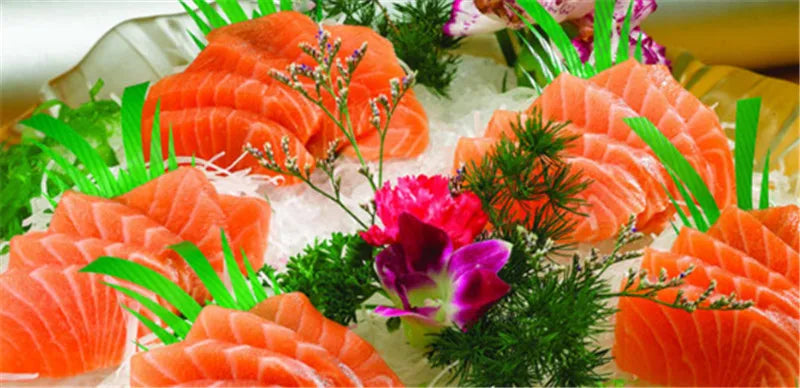 Axya Fresh Sushi Leaves and Red Green Leaf Decoration Plate Tray Dish