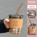 Axyaa Glass Cup with Straw - Large Capacity Creative Drinkware