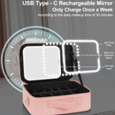 Axyaa LED Mirror Makeup Bag with Brush Holder - Waterproof Cosmetic Organizer
