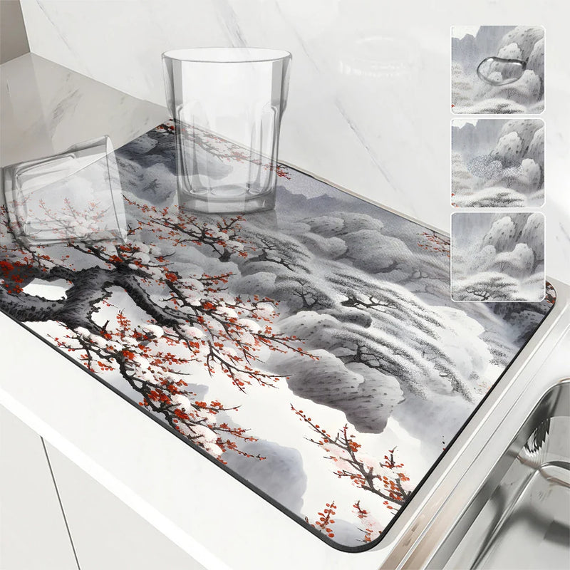 Meihua Scenery Large Kitchen Draining Mat by Axyaa
