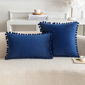 Axyaa Green Velvet Pompom Throw Pillow Cover Luxury European Style