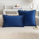 Axyaa Green Velvet Pompom Throw Pillow Cover Luxury European Style