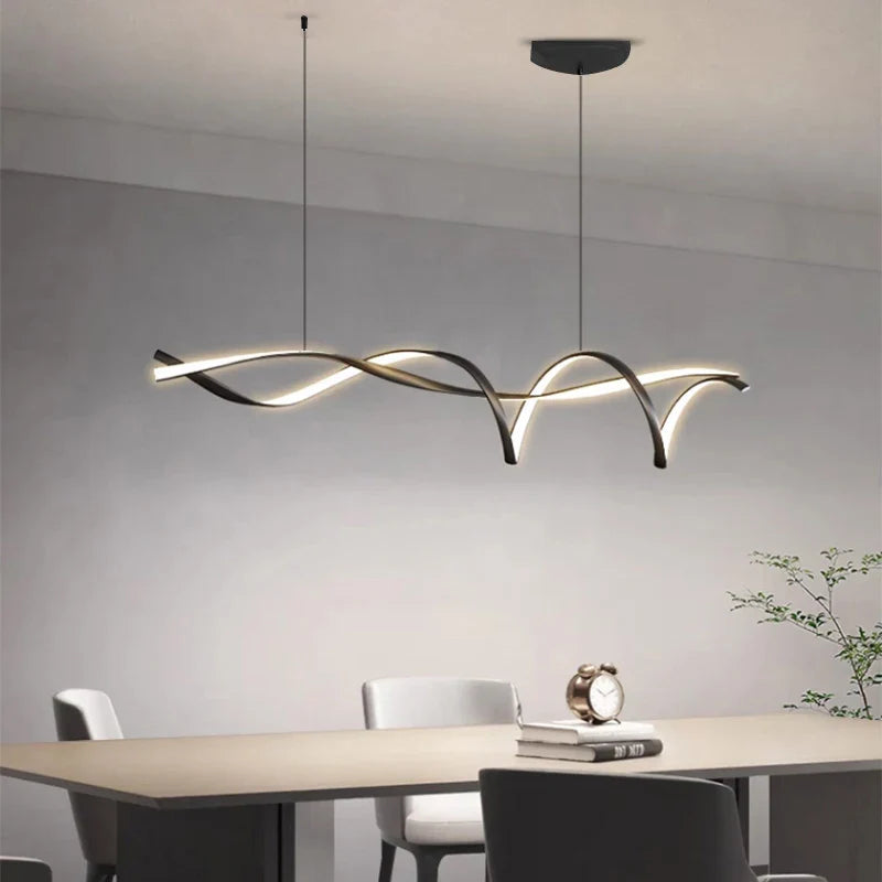 Axyaa Black Modern LED Chandelier for Dining Room, Kitchen Island, Bar Room