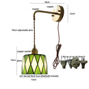 Axyaa Tiffany Glass LED Wall Sconce with Adjustable Wire, Pull Chain Switch - Modern Nordic Style