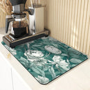 Axyaa Non-Slip Drying Mat for Kitchen Counter, Absorbent Plant Leaf Design