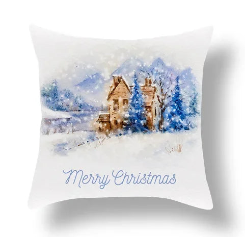 Axyaa Blue Ornament Pillowcase: Festive Home Decor Cushion Cover for Christmas & New Year