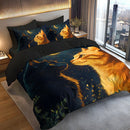 Axyaa Dreamy Cat Silhouette Polyester Fleece Duvet Cover Set