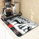 Axyaa Christmas Tree Kitchen Drain Pad: Absorbent, Anti-Slip, Quick Dry.