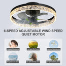 Axyaa Modern Crystal Ceiling Fan with Remote Control LED Light Simple Home Decor