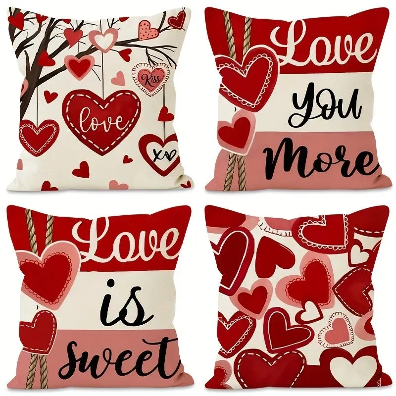 Axyaa Love Print Pillowcase - Romantic Sweet Home Decor & Gift