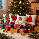 Axyaa Christmas Embroidered Pillow Cover Set - Elegant Holiday Decor for Home