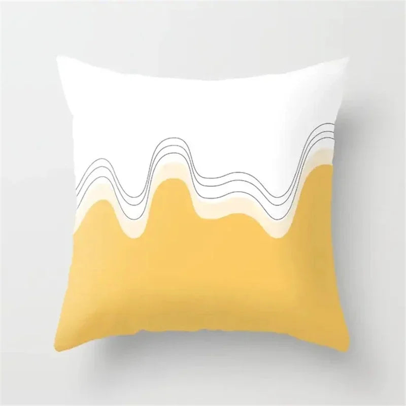Nordic Pink Yellow Geometry Cushion Cover Abstract Art Pillowcase - Axyaa