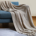 Axyaa Knitted Throw Blanket with Tassels - Soft, Cozy, Lightweight for Home