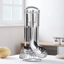 Axyaa Stainless Steel Kitchen Spatula Set - 7 Piece Cooking Utensils Kit