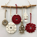 Axyaa Macrame Xmas Ornaments Set | Boho Wall Hanging Christmas Decor