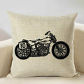 Axyaa Motorcycle Pattern Cushion Cover 45x45cm - Black and White Design