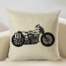 Axyaa Motorcycle Pattern Cushion Cover 45x45cm - Black and White Design