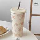 Axyaa Cute Puppy Thermos Straw Bottle: Stainless Steel Water Cup & Coffee Tumbler