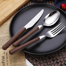 Axyaa Stainless Steel Cutlery Set with Wooden Handle - 16 Piece Dining Set