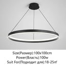 Axyaa Modern LED Round Chandelier for Home Indoor Lighting, Black/White, Living Room to Kitchen
