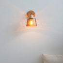 Axyaa Wood Canopy LED Wall Lights Amber Glass Sconce Nordic Modern Bedside Lamp