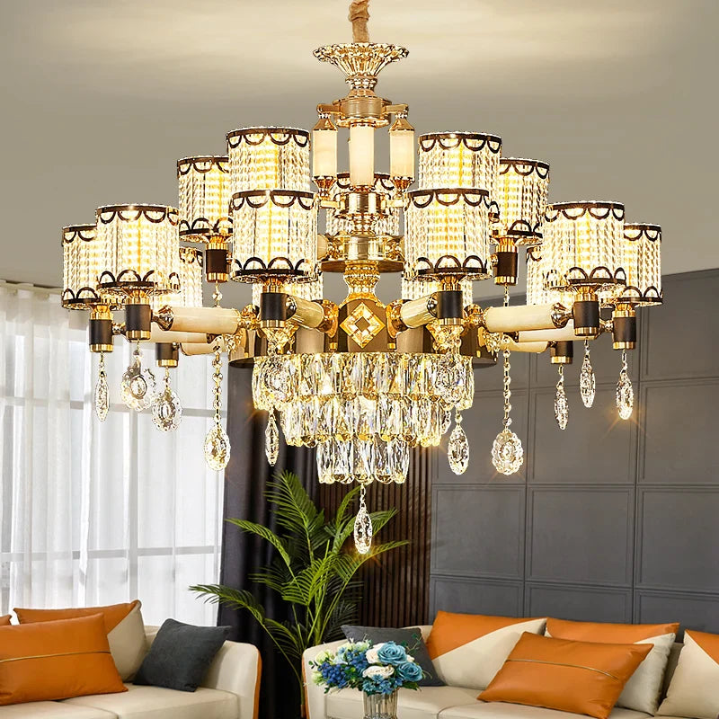 Luxury Crystal Chandelier by Axyaa - Elegant Home Decor Lighting for Living, Dining & Bedroom