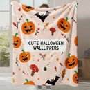 Axyaa Halloween Pumpkin Print Flannel Blanket - Cozy Office & Home Gift