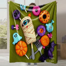 Axyaa Halloween Pumpkin Print Flannel Blanket - Cozy Office & Home Gift