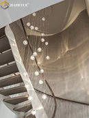 Axyaa Nordic LED Pendant Lights | Suspended Staircase Crystal Ball Decorative Indoor Lighting