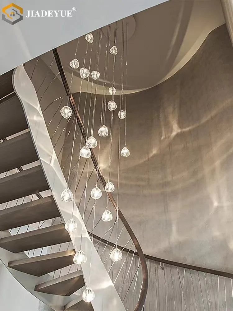 Axyaa Nordic LED Pendant Lights | Suspended Staircase Crystal Ball Decorative Indoor Lighting