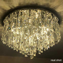 Axyaa Crystal Ceiling Lamp Steel LED Chandelier Lighting Fixtures Art Deco Style