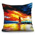 Axyaa Sunflower Starry Sky Oil Painting Polyester Cushion Cover Home Decor Pillowcase