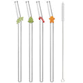 Axyaa Christmas Glass Straw Set - Kitchen Bar Accessories