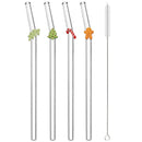 Axyaa Christmas Glass Straw Set - Kitchen Bar Accessories