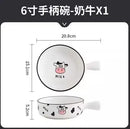 Axyaa Ceramic Noodle Bowl with Handle, Personal Tableware, Soup Plate