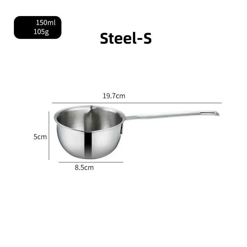 Axyaa Stainless Steel Oil Pot with Wooden/Steel Handle, Small Saucepan - Cooking Tools & Kitchen Accessories